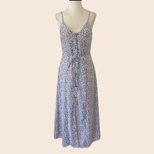 Sienna Sky Button Front White and Blue Floral Print Summer Dress Size XS